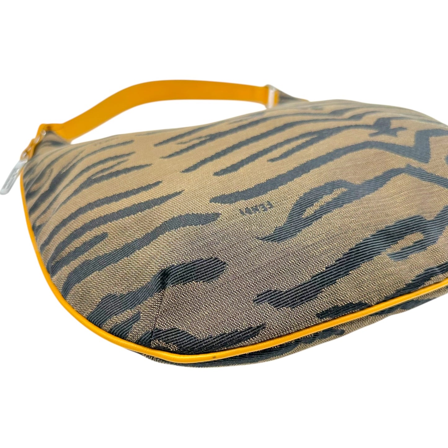 Fendi Brown Zebra Print & Mustard Yellow Hobo Shoulder Bag