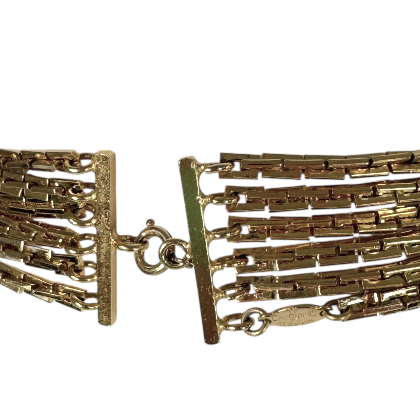 Christian Dior 80's Vintage 6-Strand Gold & Crystal Necklace