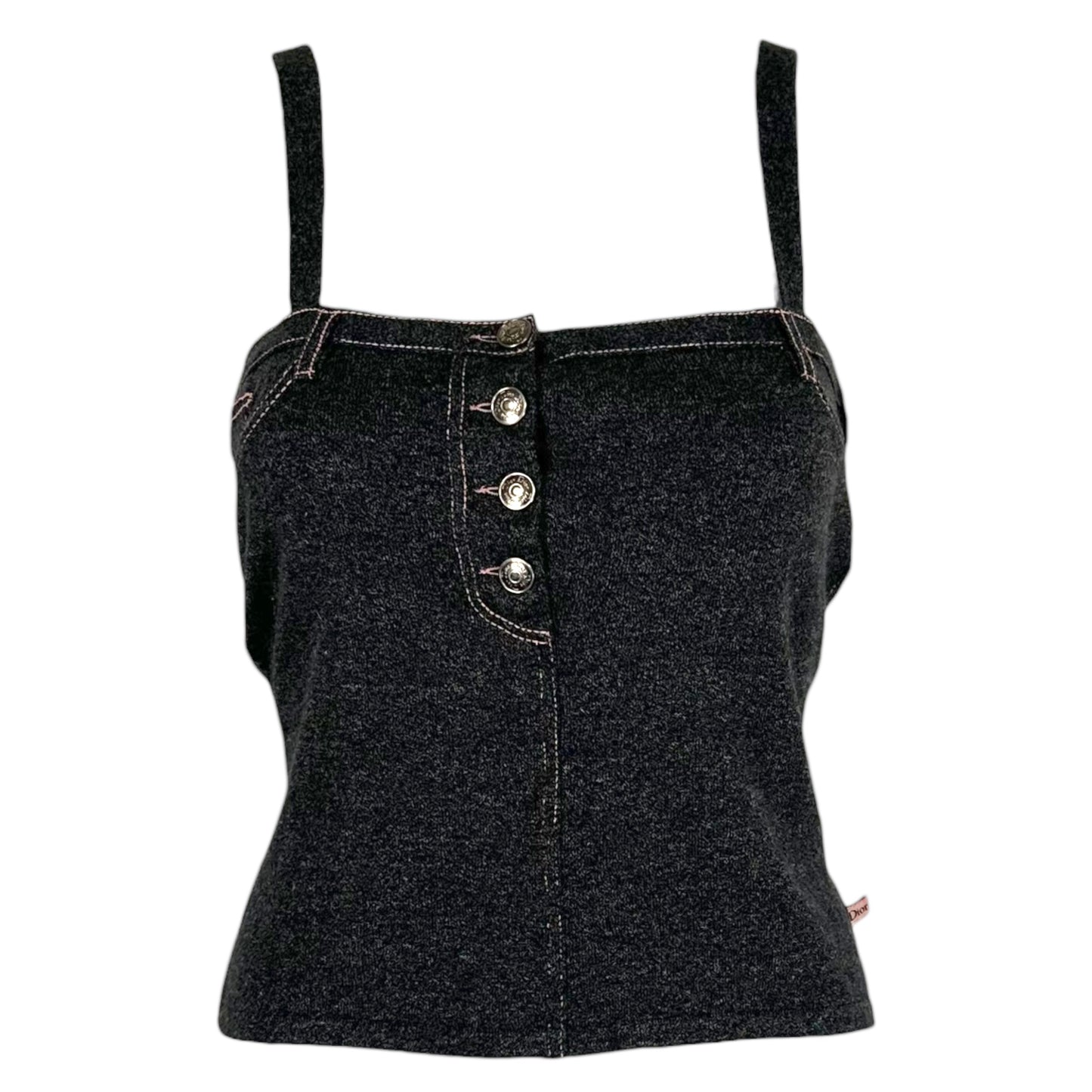 Christian Dior S/S 2003 Pink & Gray 'Denim' Knit Cropped Cami