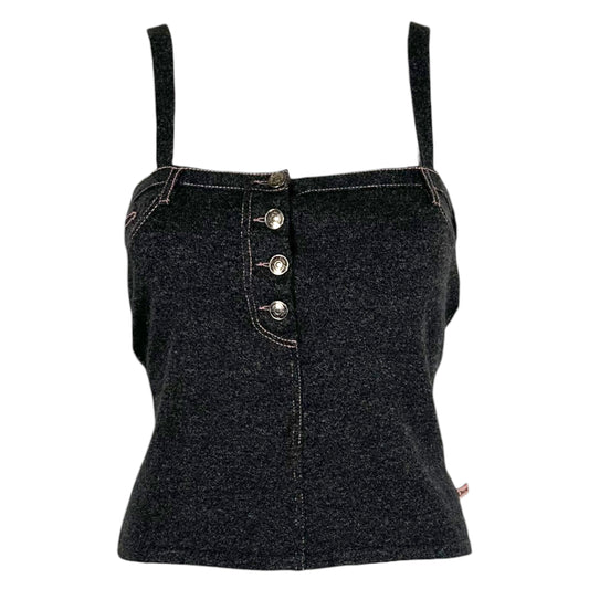 Christian Dior S/S 2003 Pink & Gray 'Denim' Knit Cropped Cami