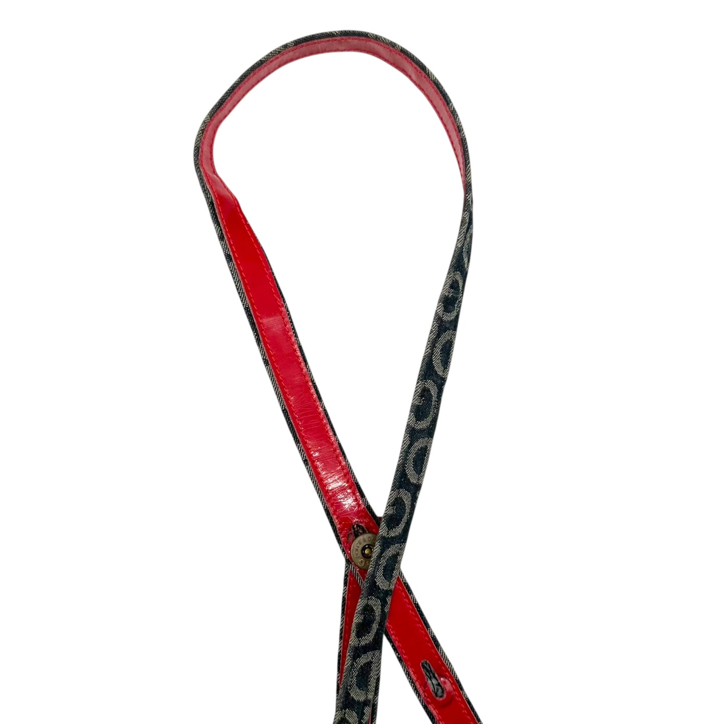 D&G Denim Logo Red Leather Mini Circle Crossbody Bag