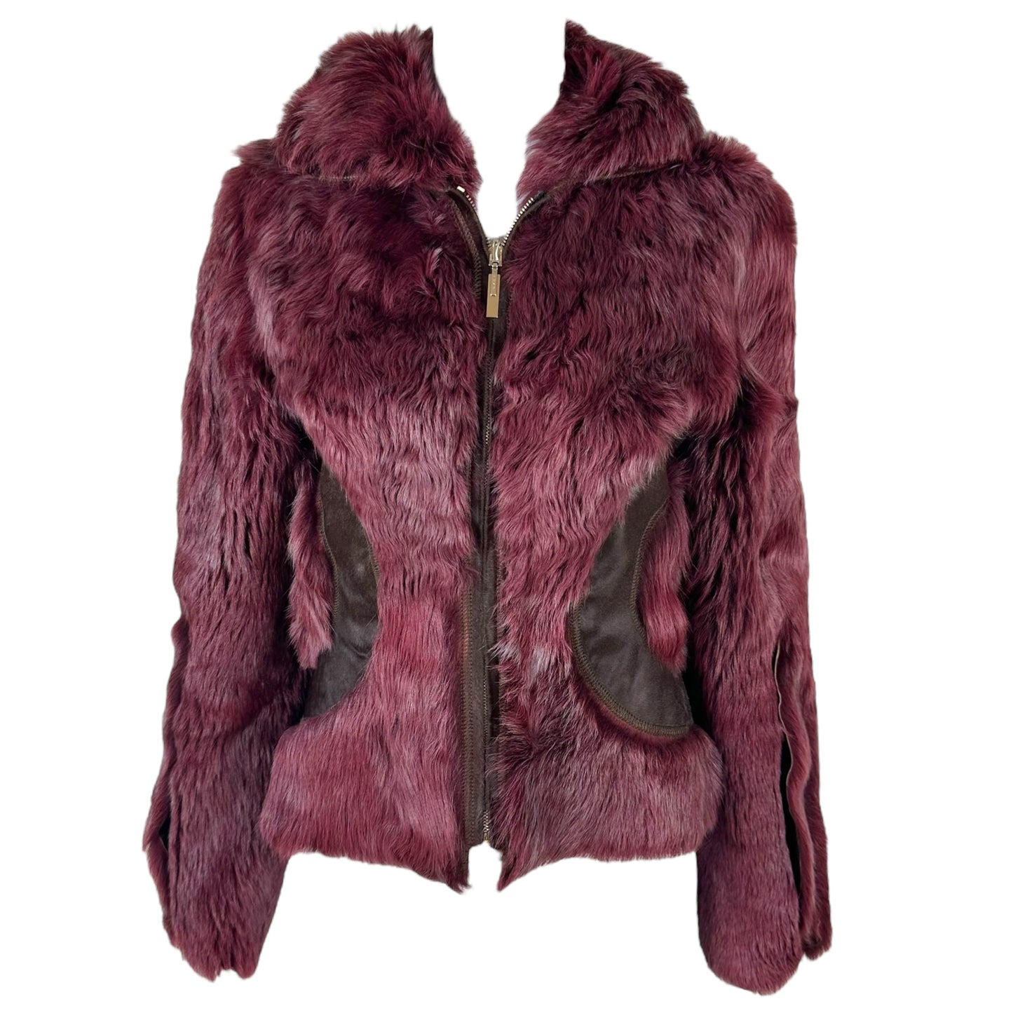 Fendi Burgundy Lambskin & Shearling Reversible Jacket
