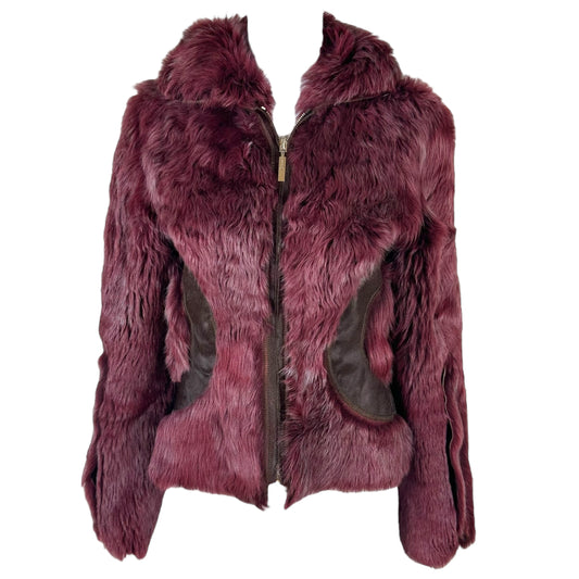 Fendi Burgundy Lambskin & Shearling Reversible Jacket