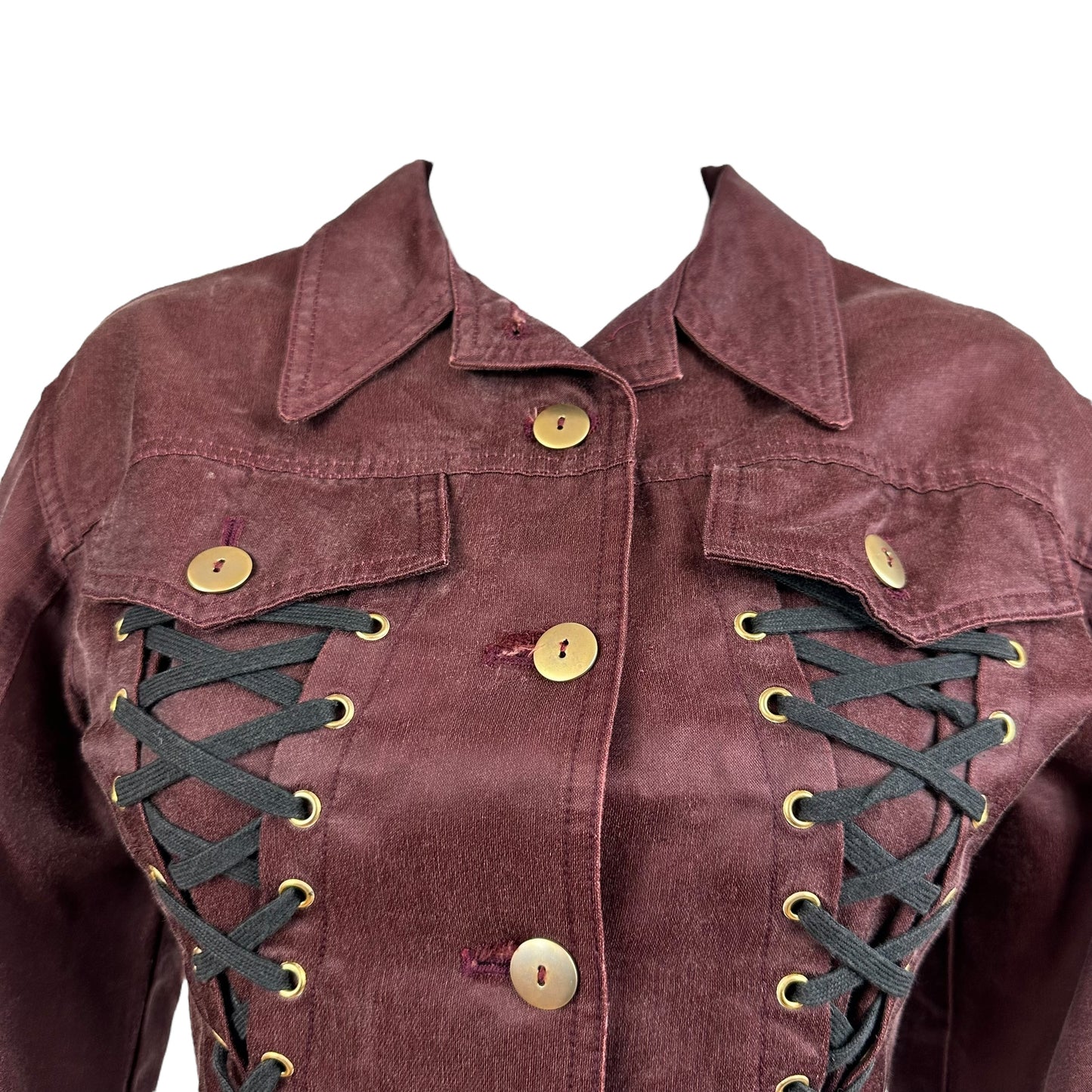 Junior Gaultier Burgundy Lace Up Jacket