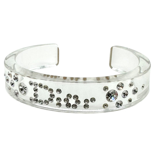 Christian Dior Silver Crystal Clear Bangle Cuff Bracelet