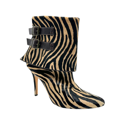 Manolo Blahnik Zebra Print Ponyhair Heeled Boots