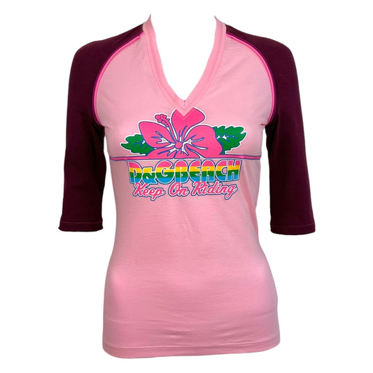 Dolce & Gabbana Pink Hibiscus Logo Half Sleeve T-Shirt