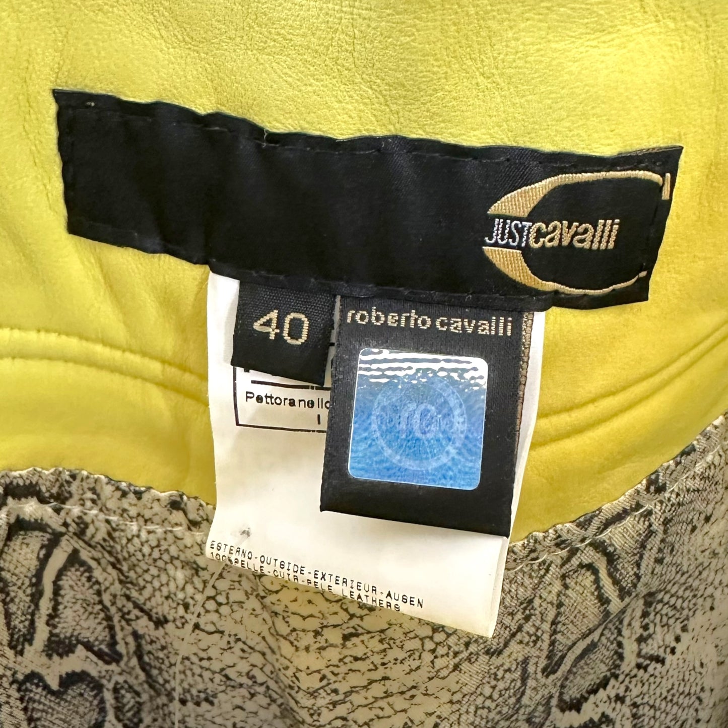 Just Cavalli Roberto Cavalli Bright Yellow Multicolor Suede Fringe Mini Skirt