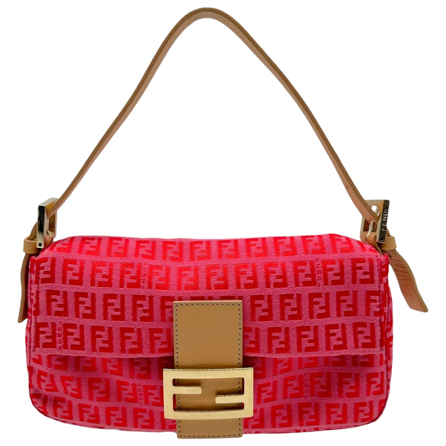 Fendi Baguette Bag Pink Red Zucchino Monogram