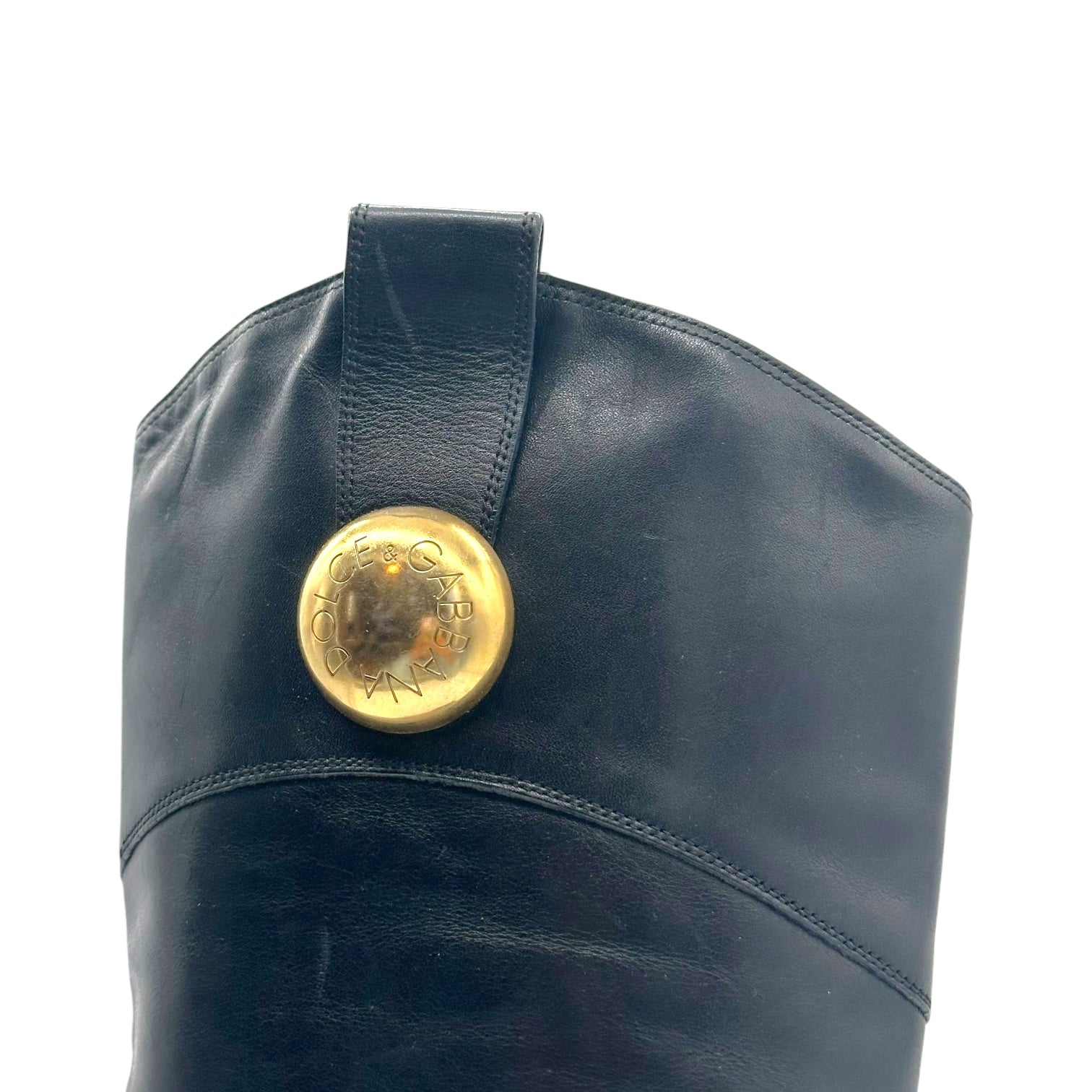 Dolce & Gabbana A/W 2006 Black Leather Heeled 'Western' Boots - Outfit Repeater