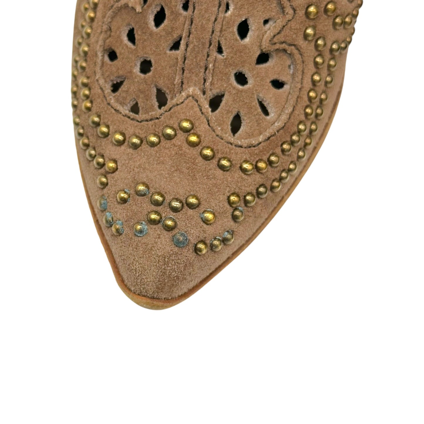 Dolce & Gabbana Brown Suede Studded Heeled Boots - Outfit Repeater