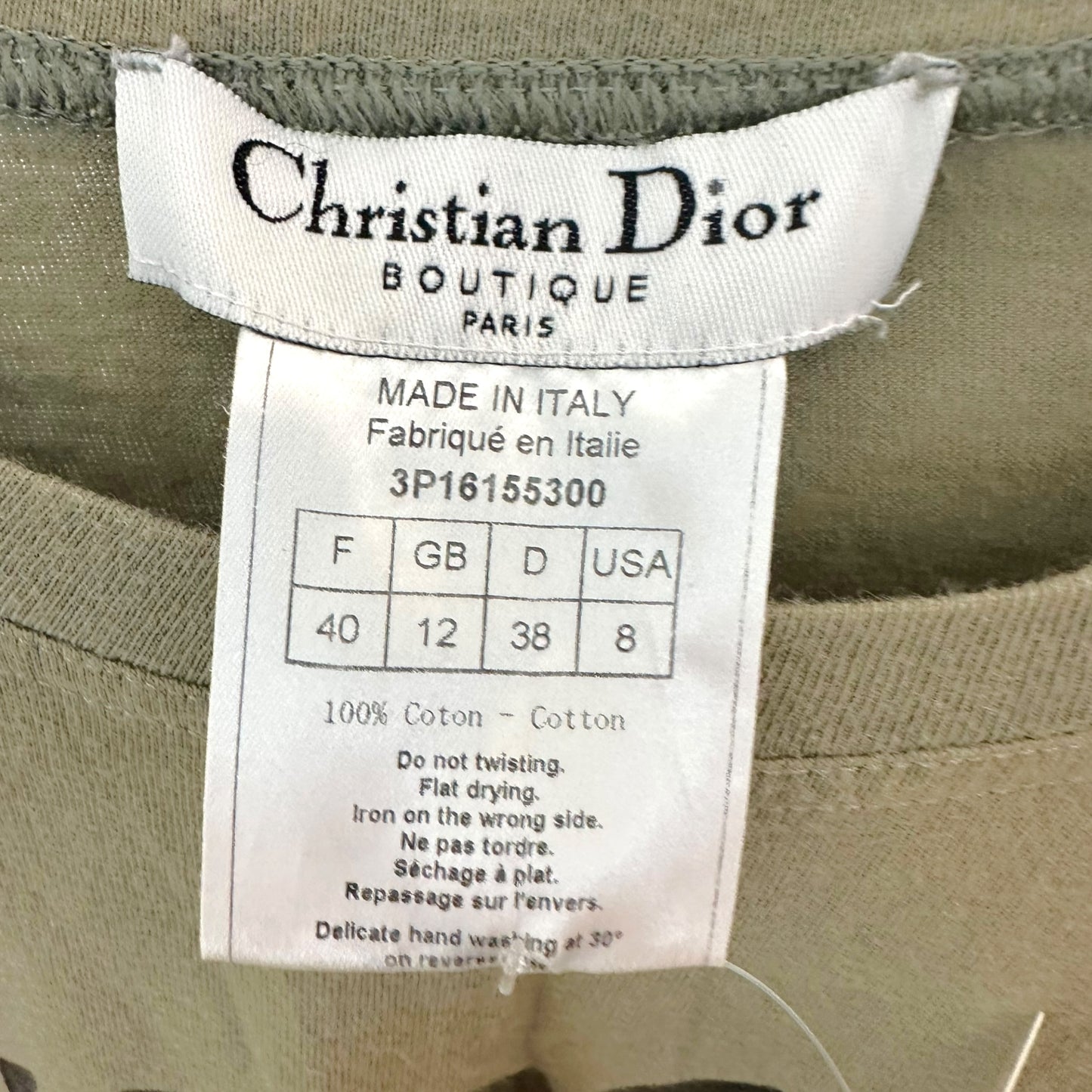 Christian Dior S/S 2003 Khaki Green & Black J'Adore Dior Tank Top