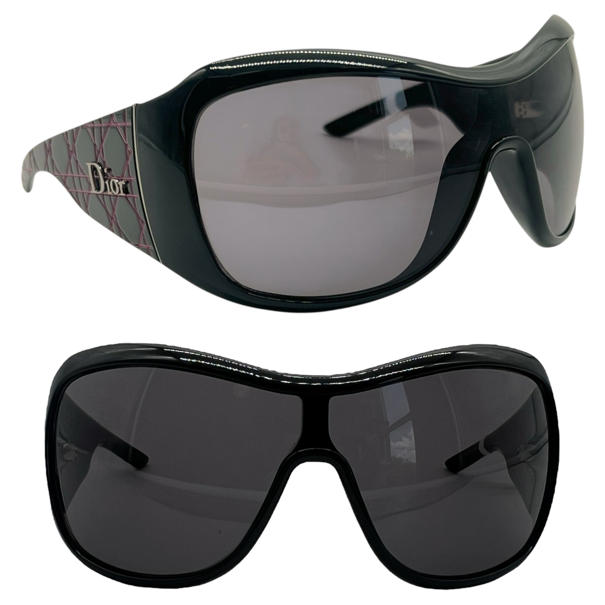 Christian Dior Pink & Black Cannage1 Shield Sunglasses - Outfit Repeater