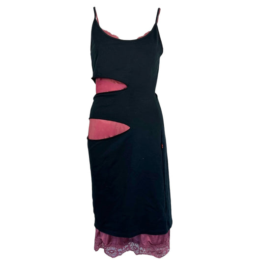 Jean Paul Gaultier Jeans Black & Pink Cutout Cotton & Silk Midi Dress