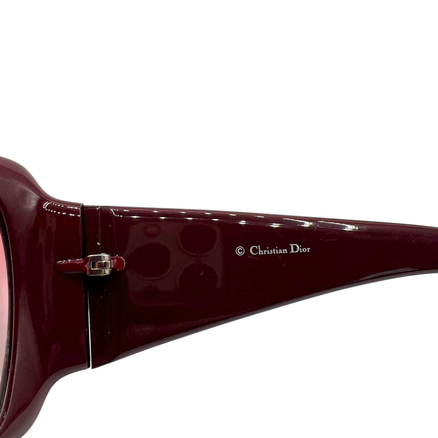 Christian Dior ClassicDior1 Red & Mother of Pearl Logo Oversized Sunglasses w/ Case