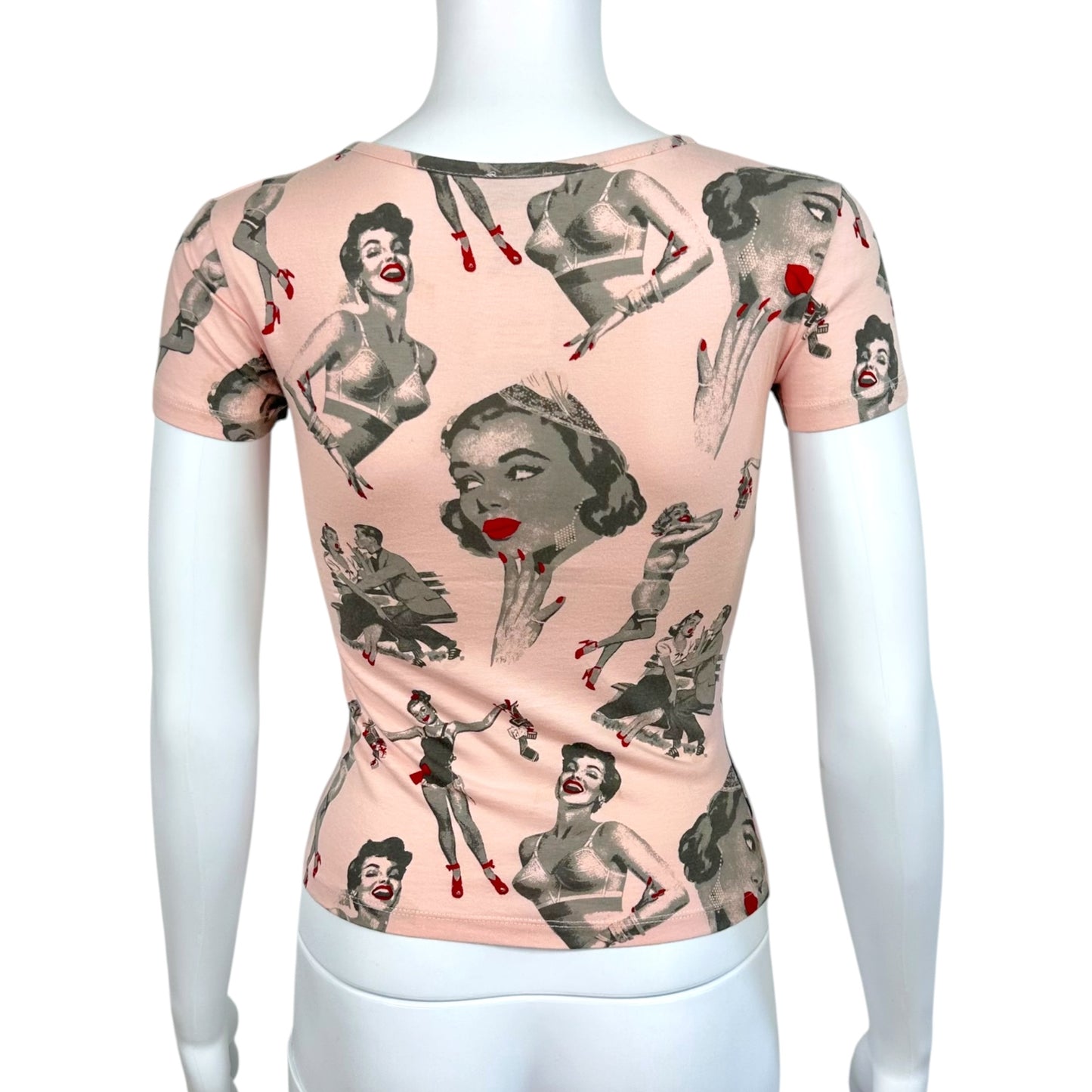 D&G Dolce & Gabbana Pink Pin-Up Print Graphic T-Shirt