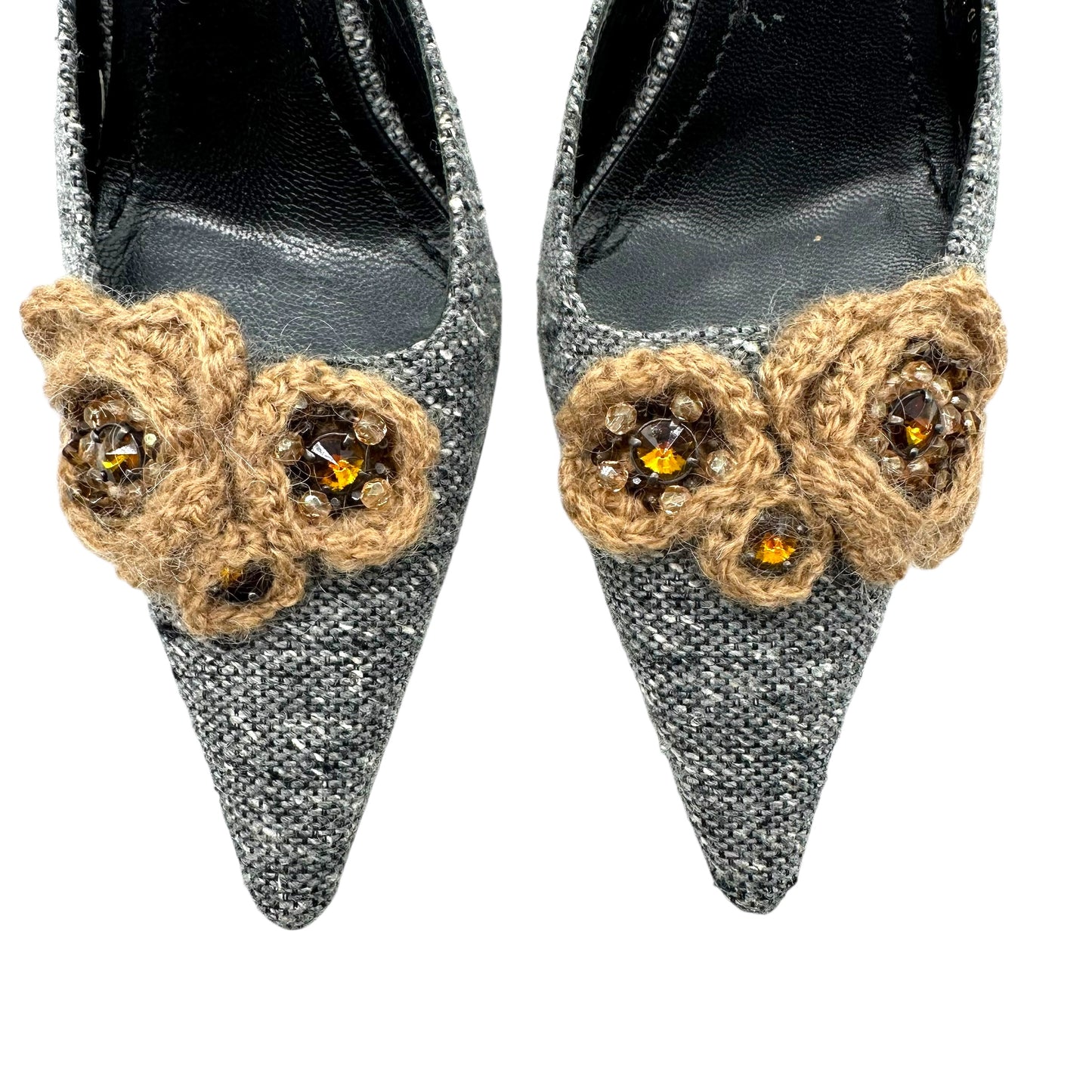 Casadei Tweed & Knit Kitten Heel Mules