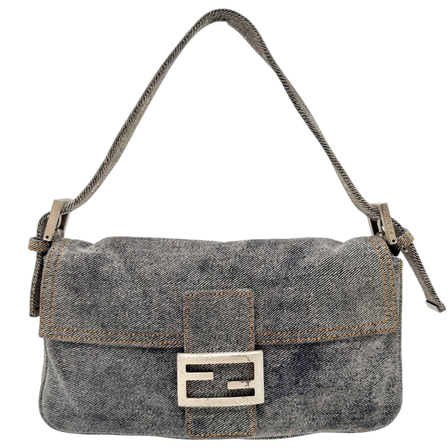 Fendi Blue 'Denim' Suede Baguette Bag - Outfit Repeater