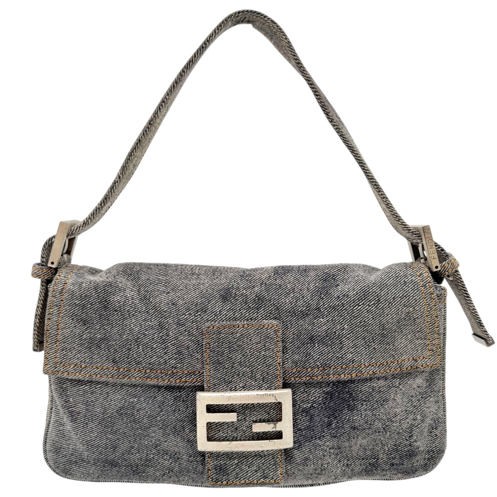 Fendi Blue 'Denim' Suede Baguette Bag - Outfit Repeater
