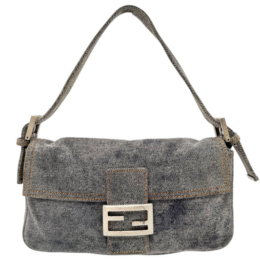 Fendi Blue 'Denim' Suede Baguette Bag - Outfit Repeater