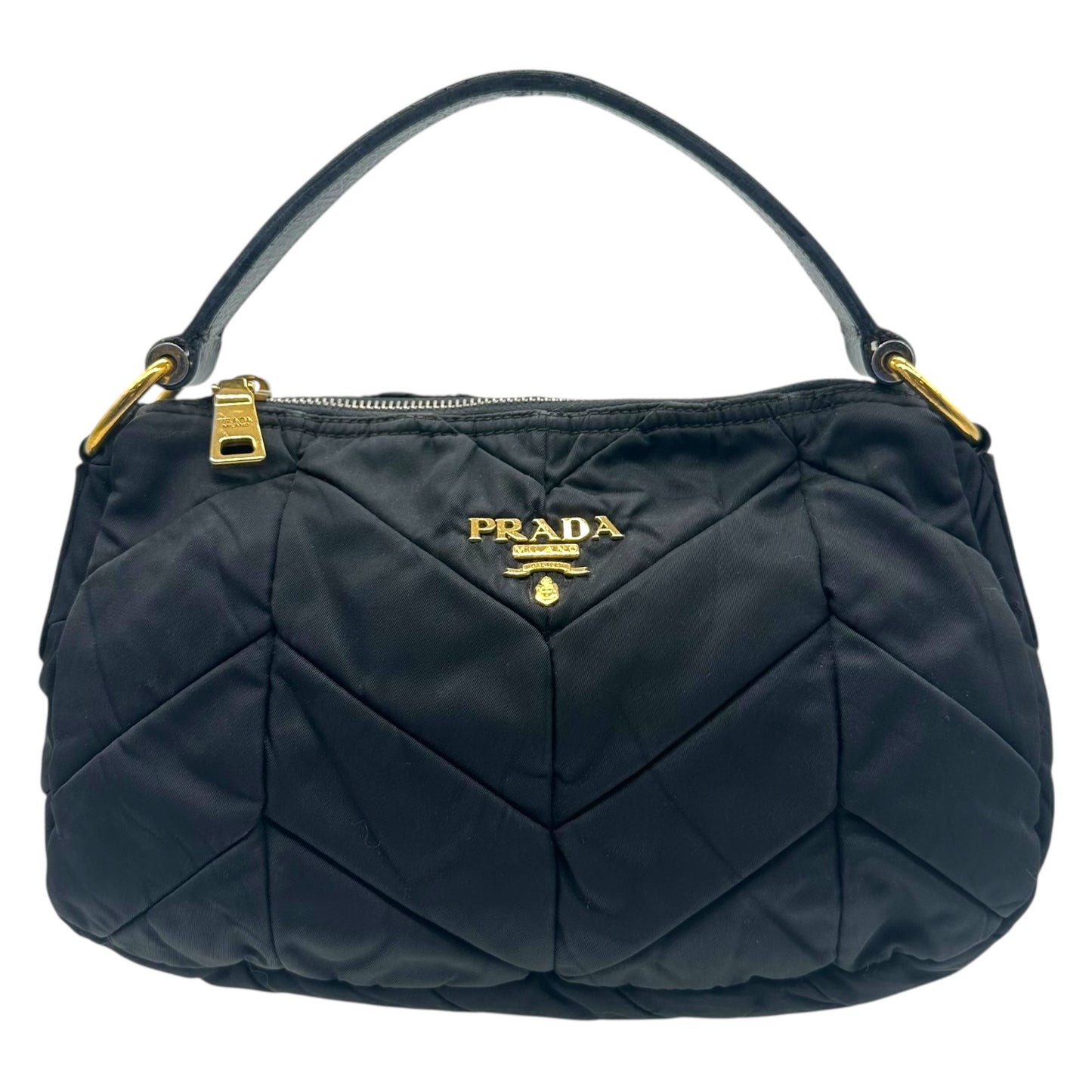 Prada Black & Gold Nylon Quilted Mini Bag - Outfit Repeater