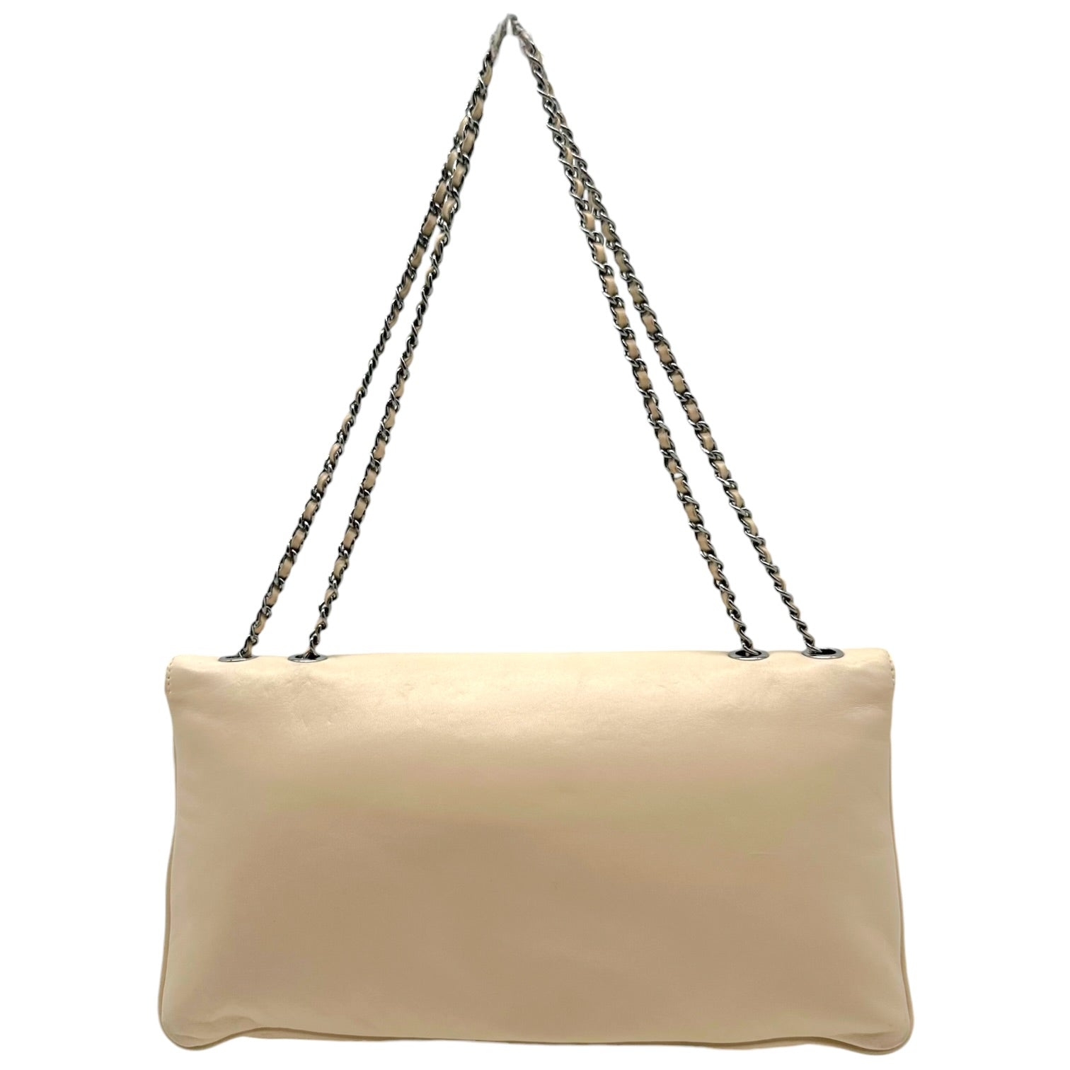 Chanel Ivory Lambskin Leather Turnlock Shoulder Bag