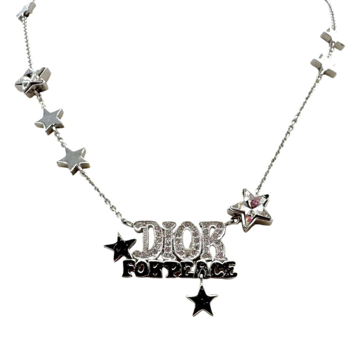 Christian Dior 'Dior for Peace' Silver Crystal Star Embellished Necklace