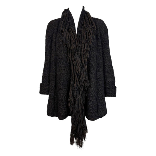 Gucci Brown Fringe Trim Cardigan Open Front XS
