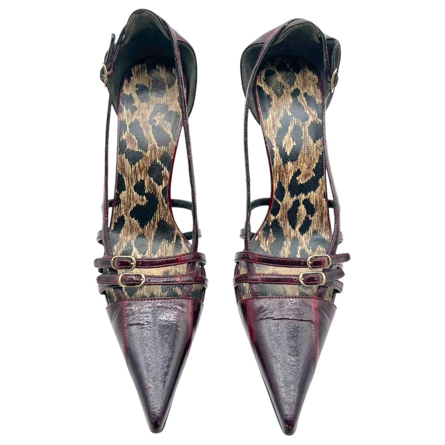 Dolce & Gabbana Burgundy Eel Skin Strappy Heels