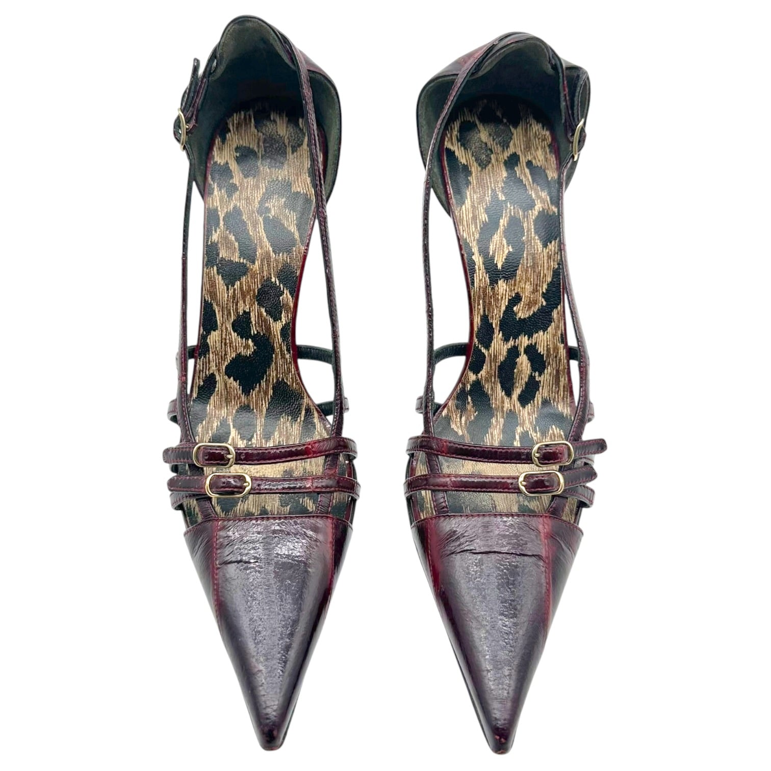 Dolce & Gabbana Burgundy Eel Skin Strappy Heels