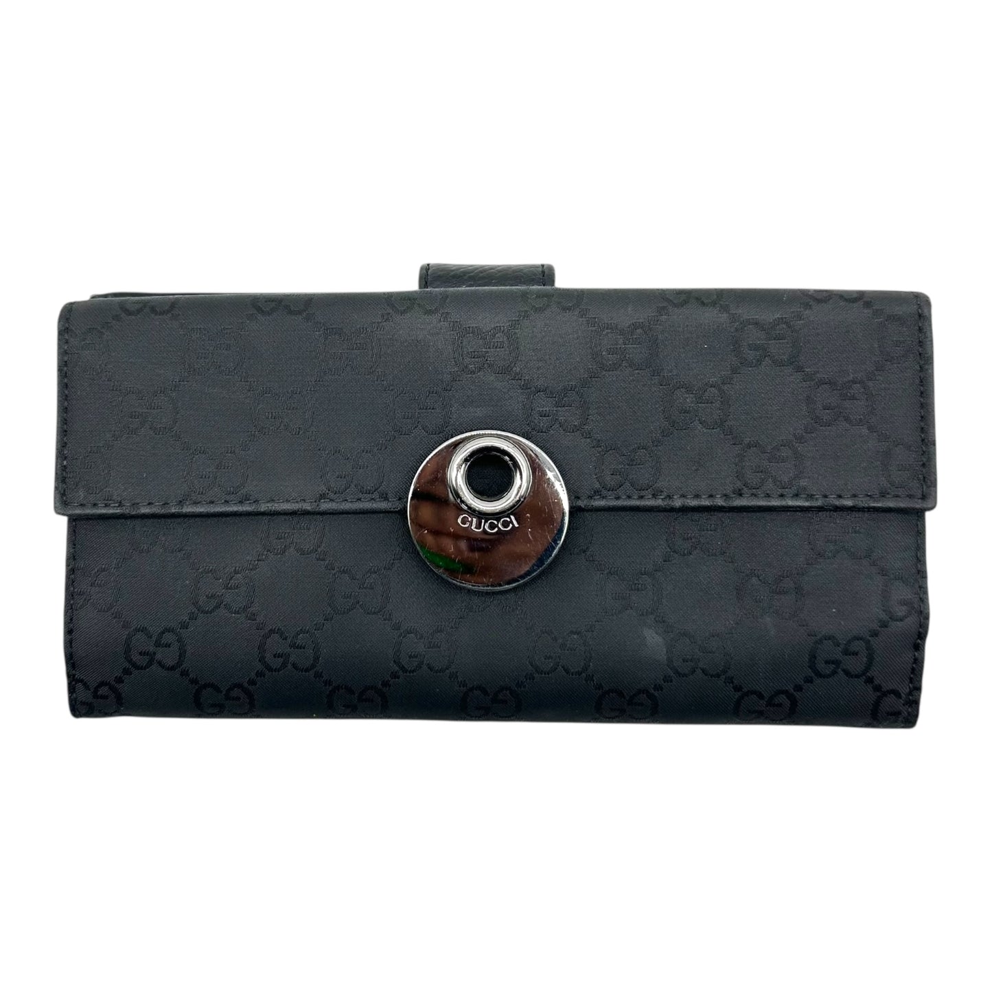Gucci Black Monogram Logo Snap Long Wallet - Outfit Repeater