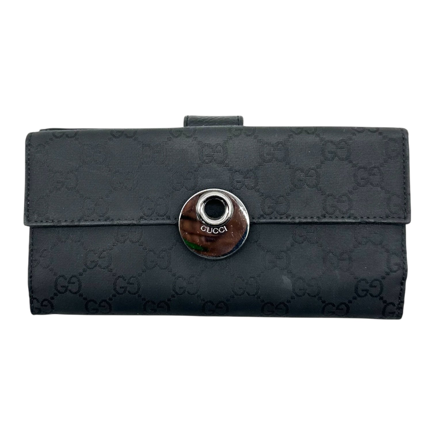 Gucci Black Monogram Logo Snap Long Wallet - Outfit Repeater