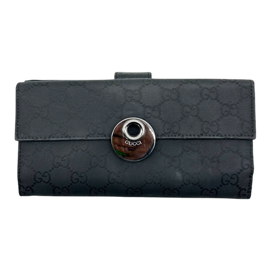 Gucci Black Monogram Logo Snap Long Wallet