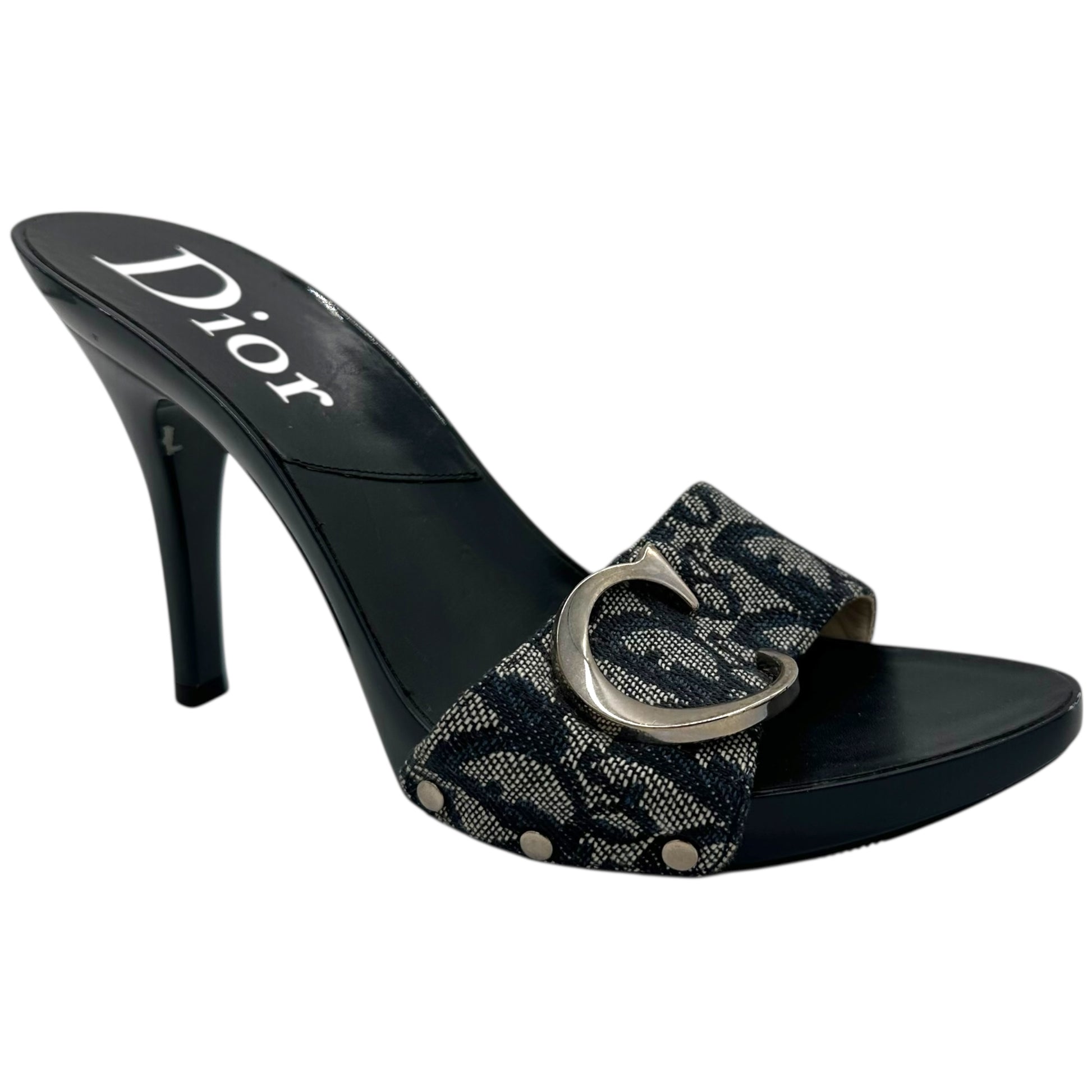 Christian Dior Blue Monogram Platform Mule Heels - Outfit Repeater