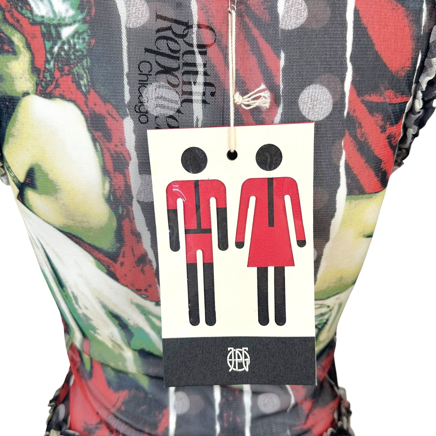 Jean Paul Gaultier Polka Dot Figure Print Sleeveless Turtleneck Mesh Tank