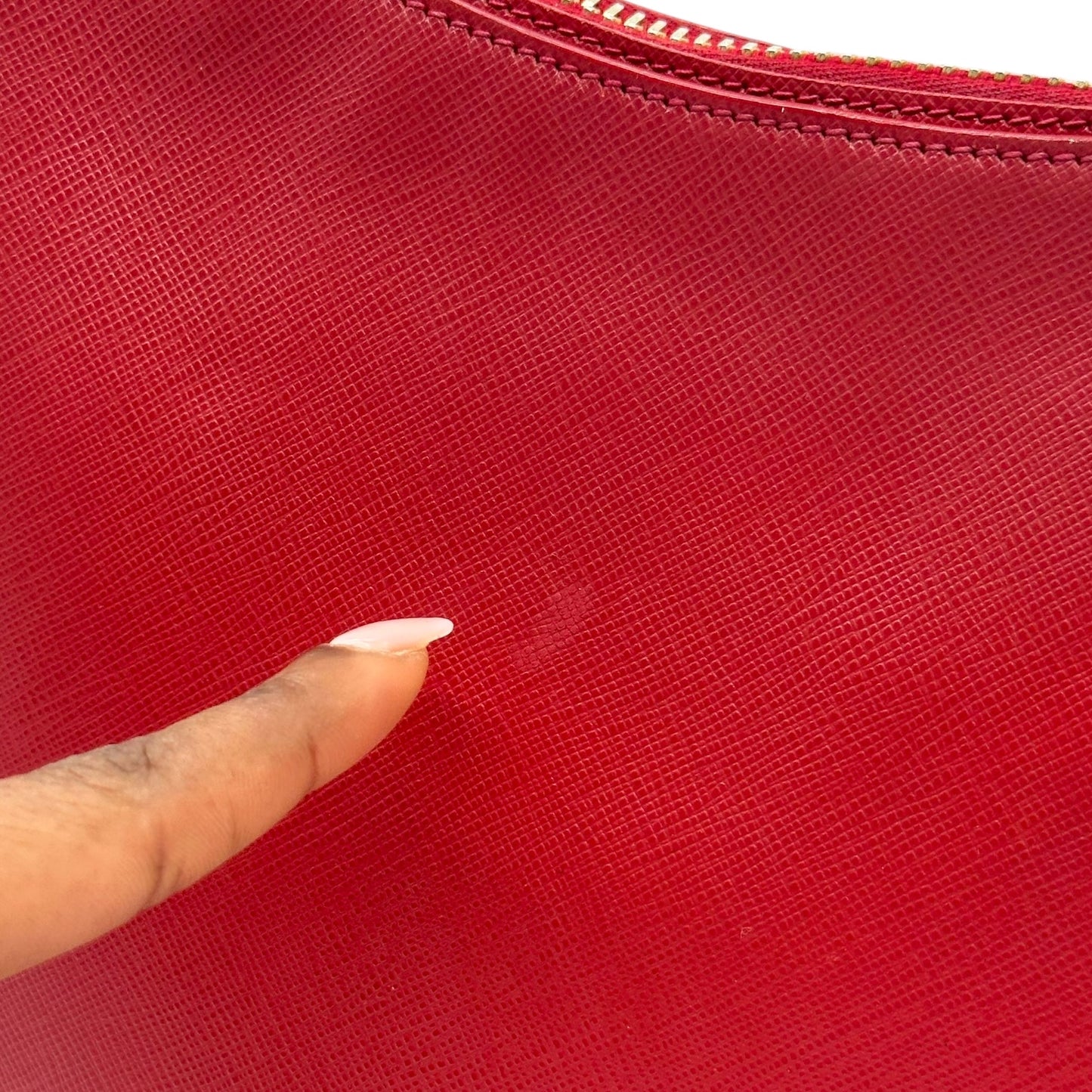 Prada Red Saffiano Leather Hobo Shoulder Bag