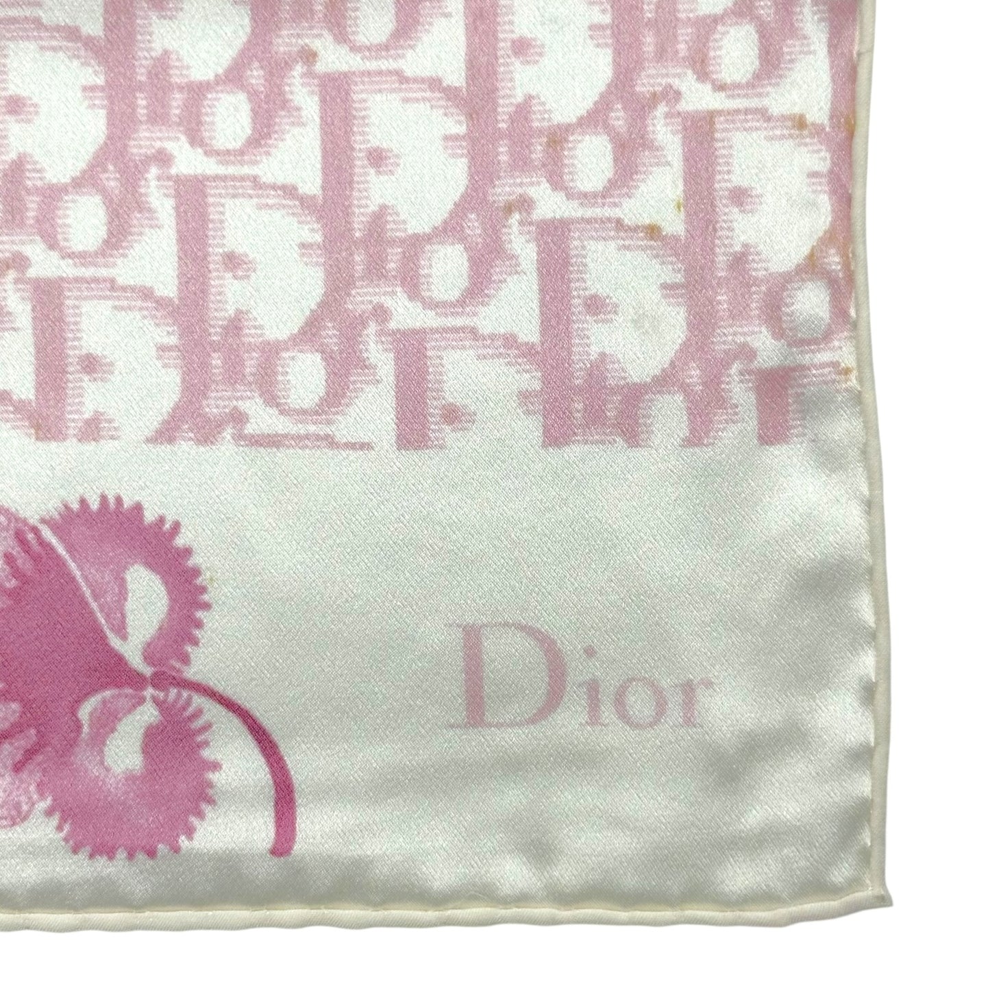 Christian Dior 'Girly Dior' Pink Logo Printed Square Silk Scarf