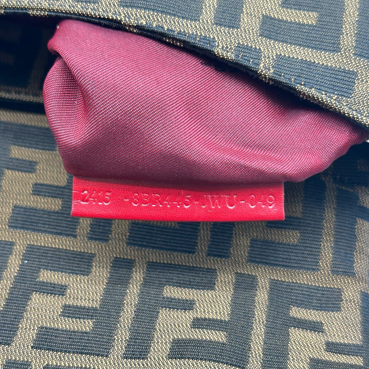 Fendi Medium Chef Shoulder Bag Zucca Monogram Red Leather