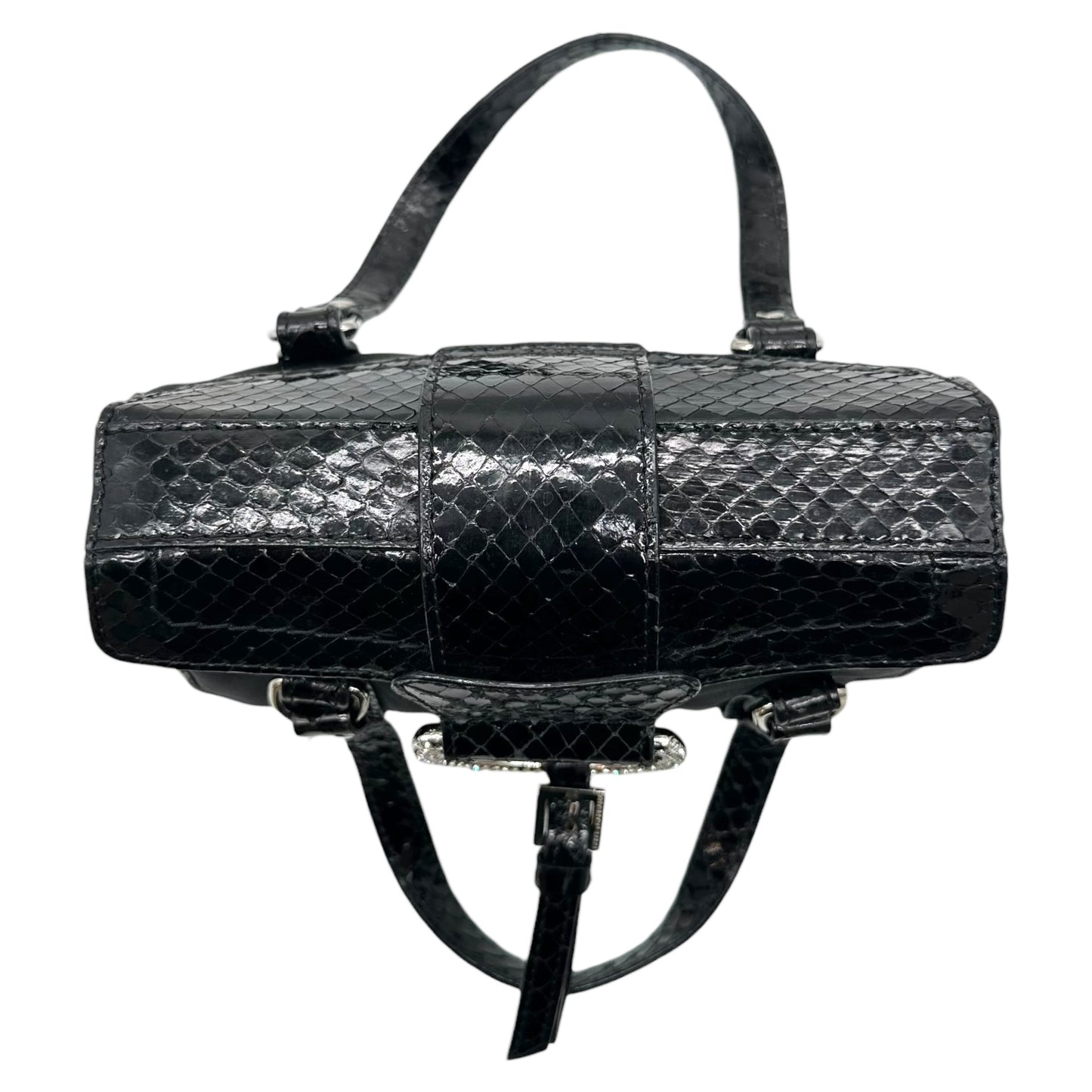 D&G Dolce & Gabbana Black Python & Crystal Embellished Mini Bag