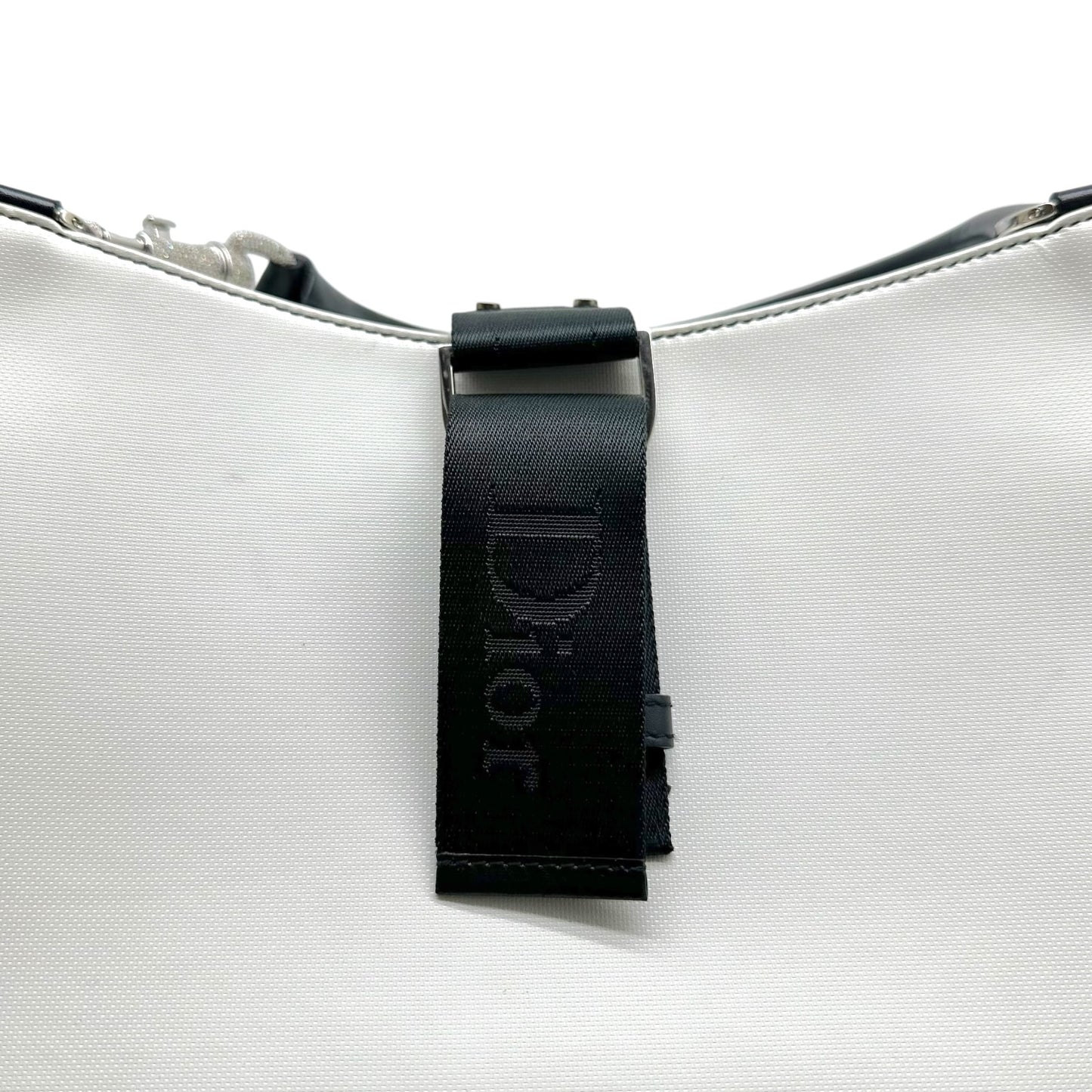 Christian Dior Shoulder Bag White Leather Crystal Accent