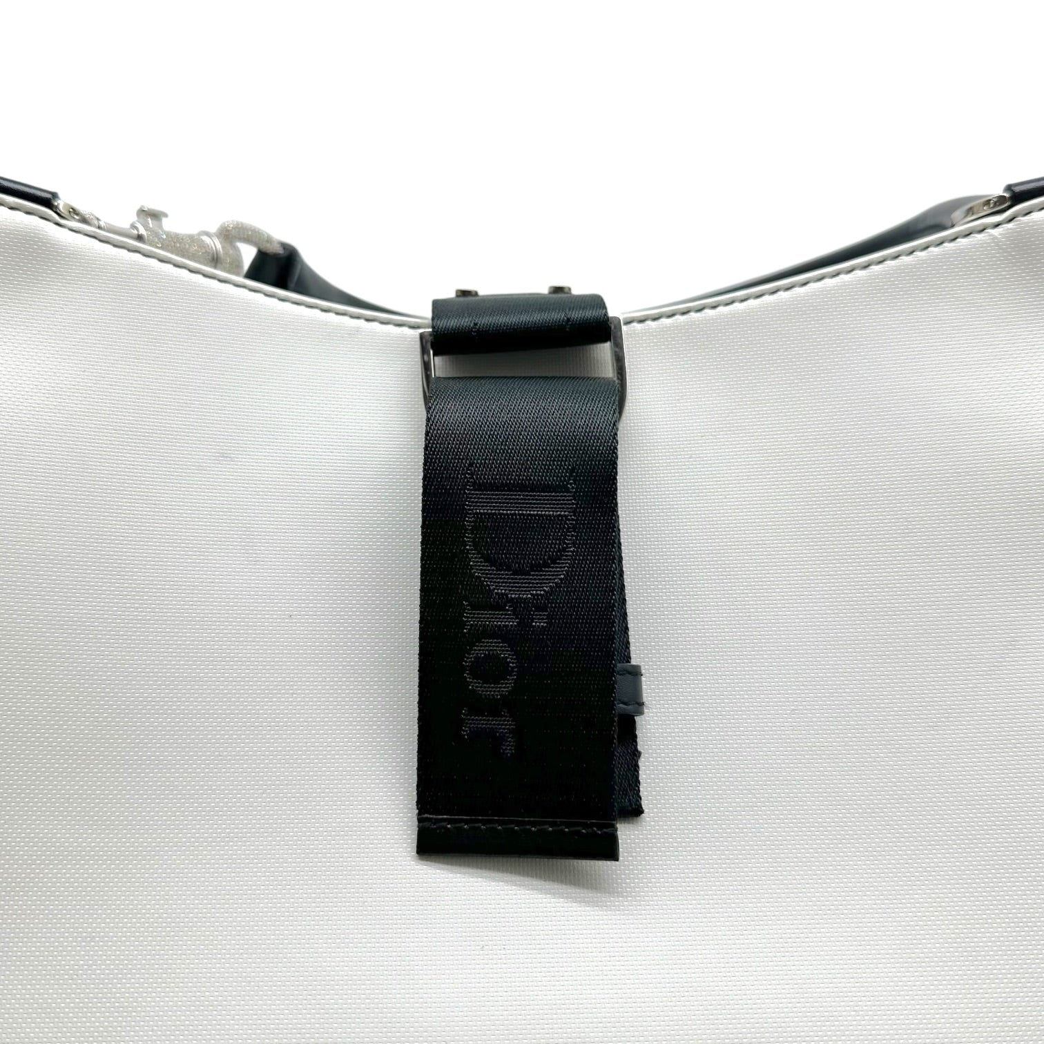 Christian Dior Shoulder Bag White Leather Crystal Accent