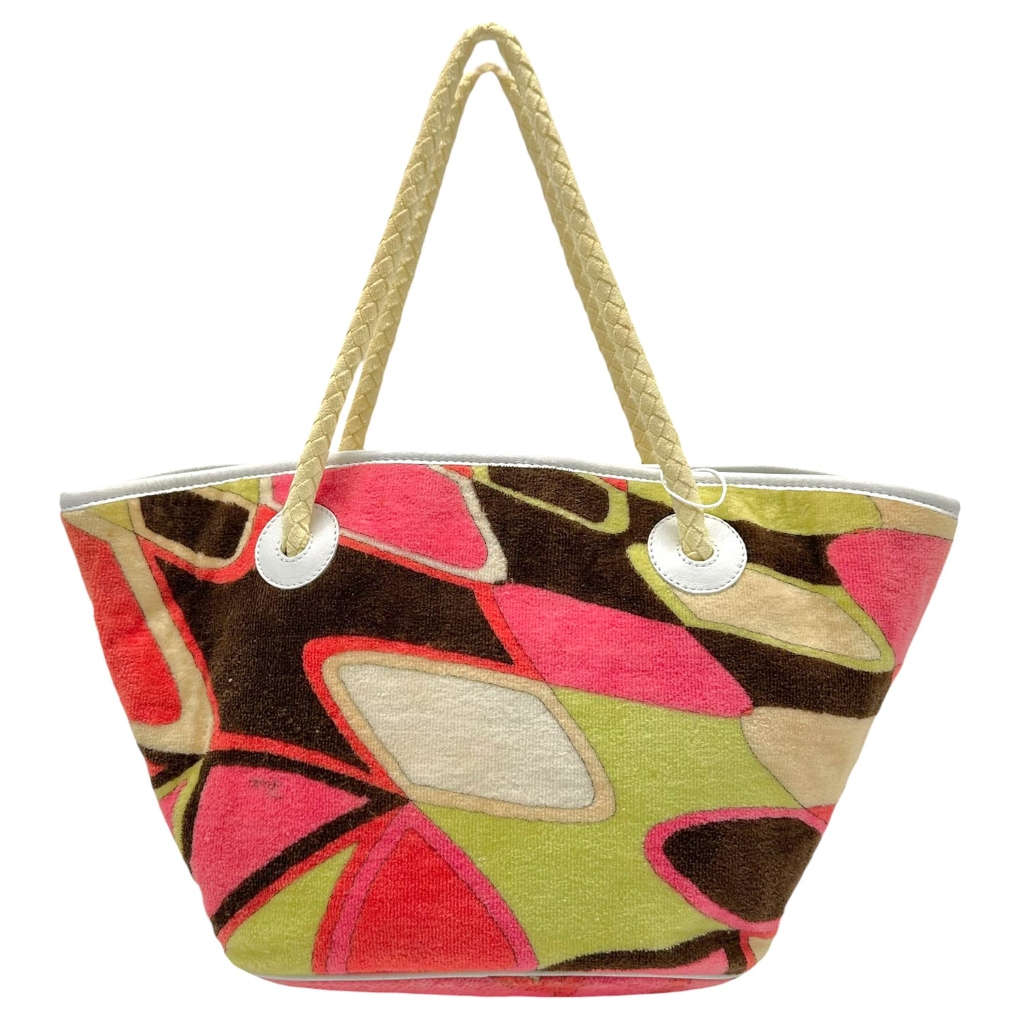 Emilio Pucci Ivory Pink & Orange Printed Terry Mini Tote Handbag