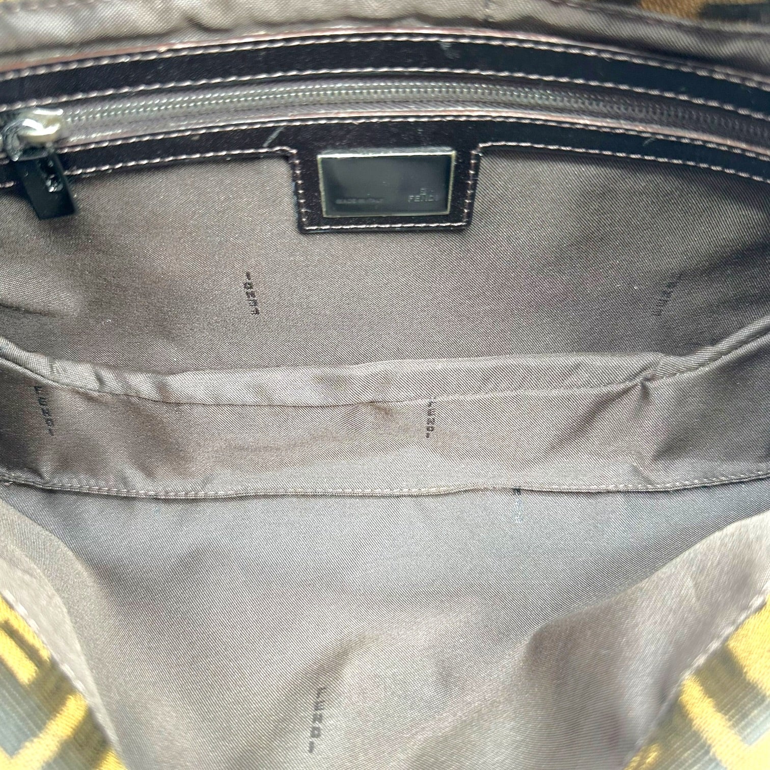 Fendi Brown Zucca Monogram Fold-Over Baguette Bag