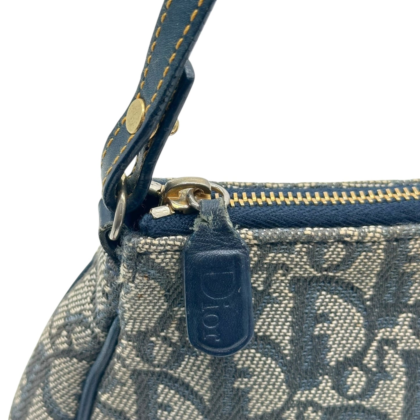 Christian Dior Navy Blue Trotter Monogram Mini Saddle Bag - Outfit Repeater