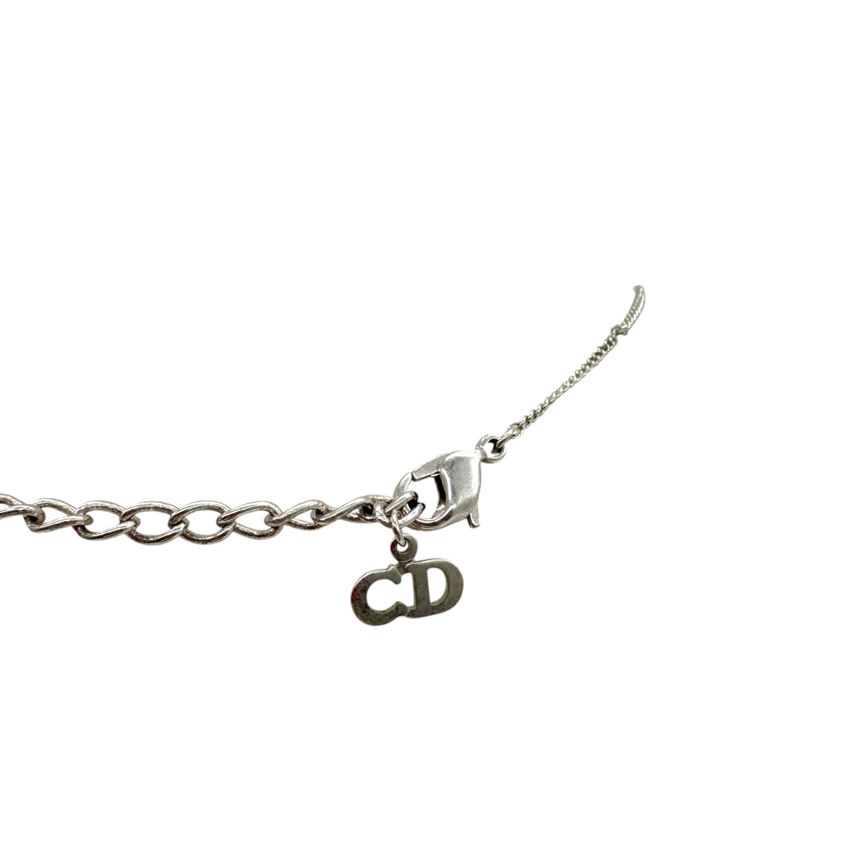 Christian Dior Silver & Red Trotter Monogram Necklace