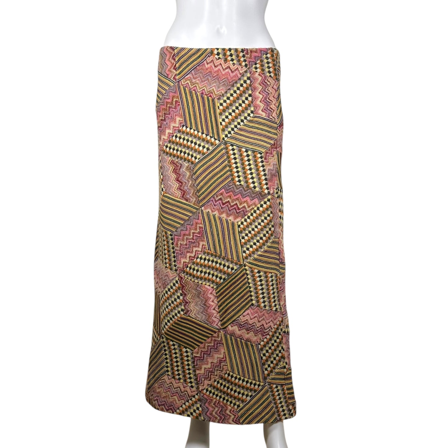 Missoni Fall 2001 Limited Edition Wool Patchwork Knit Maxi Skirt