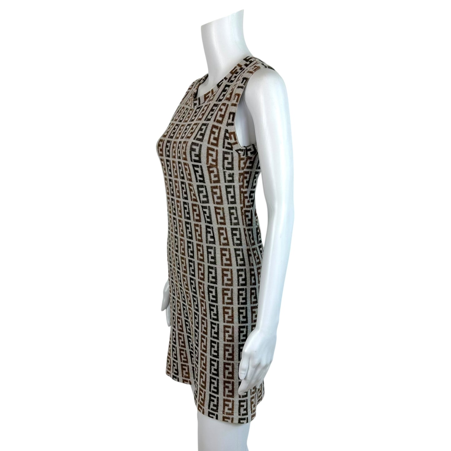Fendi Mini Dress Gray Brown Zucca Monogram Terry