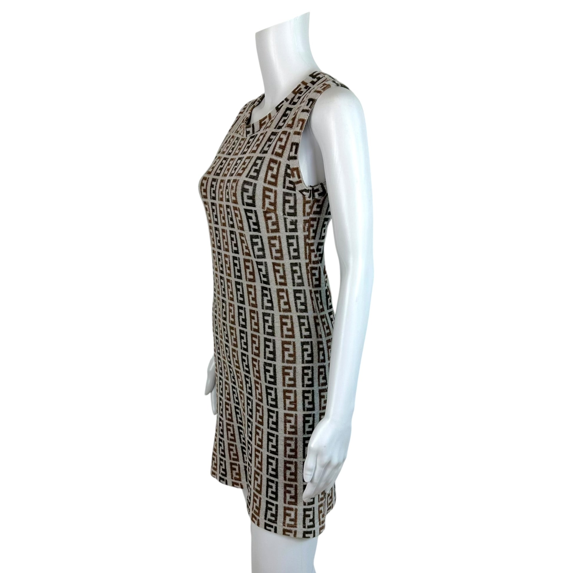 Fendi Mini Dress Gray Brown Zucca Monogram Terry