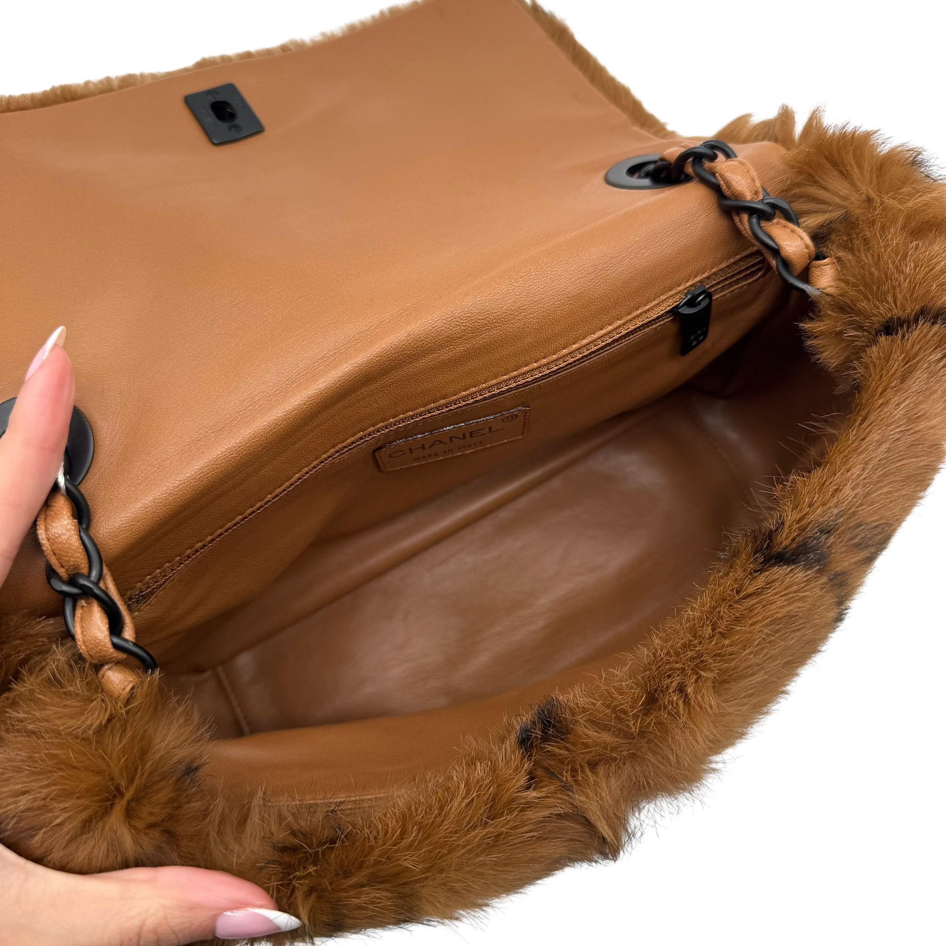 Chanel Brown & Black Rabbit Fur Matelasse Flap Bag 2000-02 - Outfit Repeater