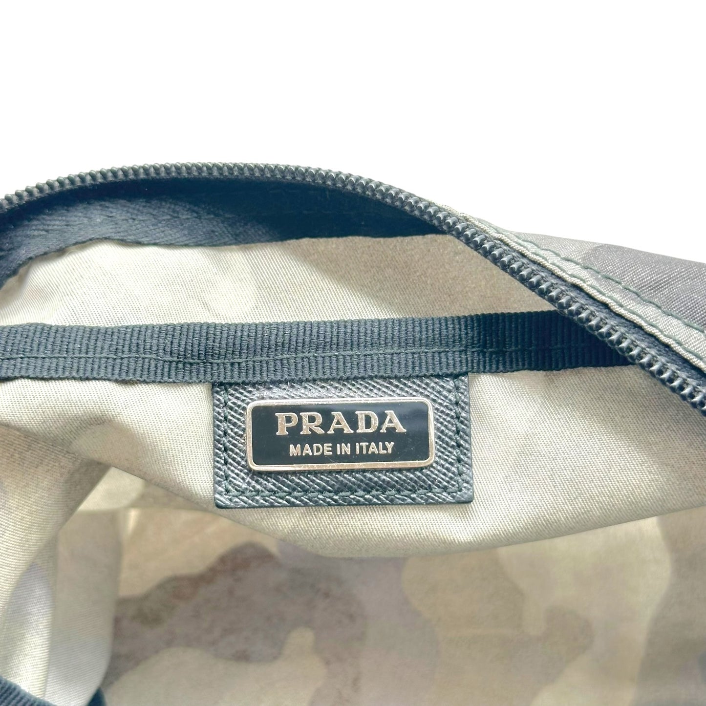 Prada Gray Camouflage Print Cosmetic Bag